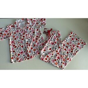 Peanuts SNOOPY Women’s Sz S Pajama PJ Set Short Sleeve Pants Valentines Red NEW